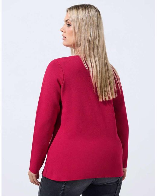 Yours Clothing Red Long Sleeve Knitted Top