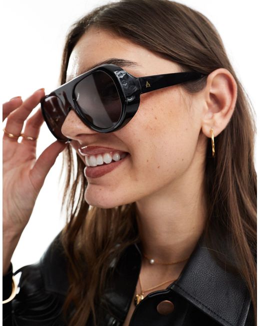 X asos - solar - occhiali da sole aviatore neri di Aire in Black