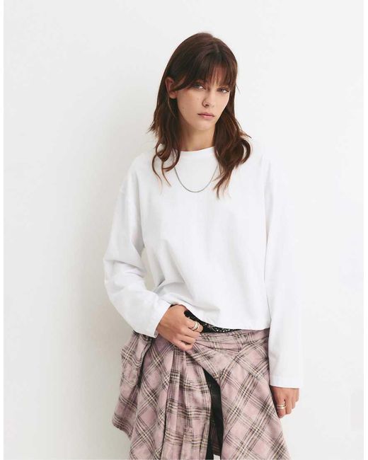 Pull&Bear Gestreept Recht T-Shirt in het White
