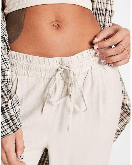Vero Moda Natural Linen Blend Tapered Trousers