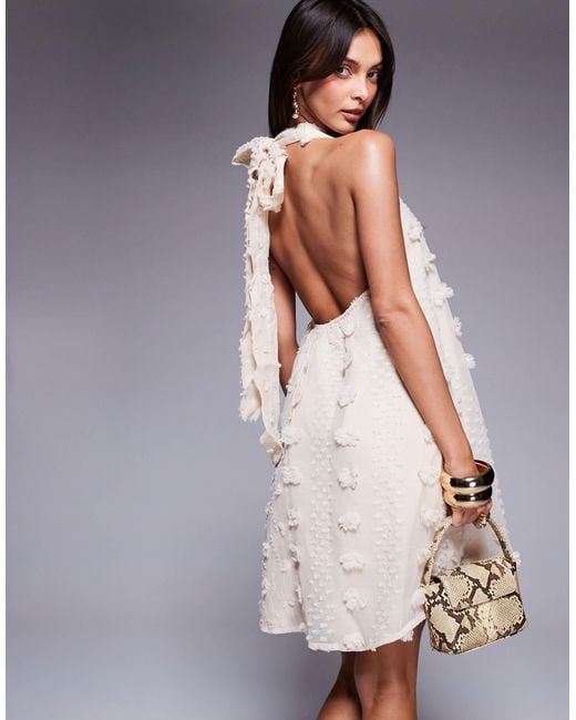 River Island Embellished Halterneck Mini Dress in White | Lyst