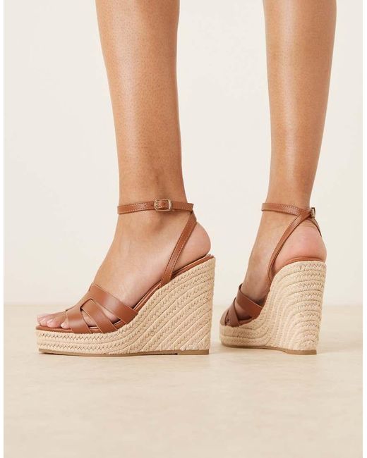 Glamorous Natural Espadrilles Wedge Heeled Sandals