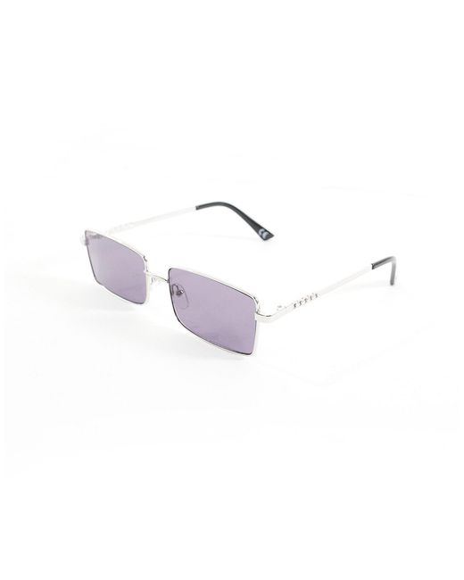 ASOS Black Rectangle Sunglasses With Temple Detail for men
