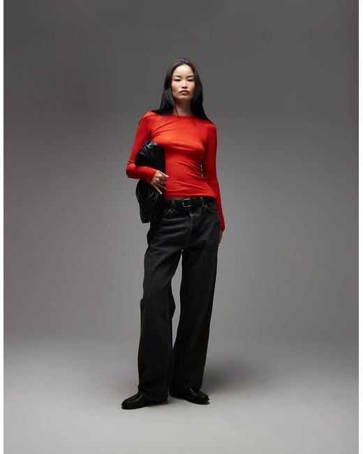 Top A Maniche Lunghe Semitrasparente di ARKET in Red