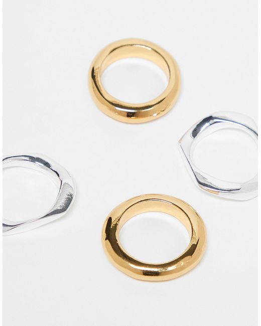 TOPSHOP White – rory – 4er-pack gemischte ringe mit verschiedenen plattierungen im geschmolzenem design
