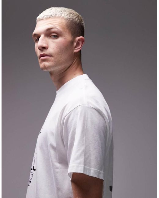 Camiseta Blanca De Corte Suelto Con Estampado Arcan De Carhartt de hombre de color White