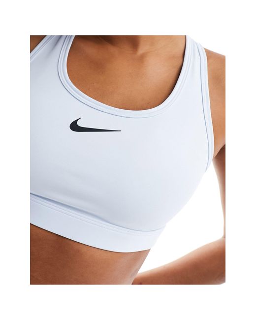 Nike White Swoosh Dri-fit Medium Support Bra