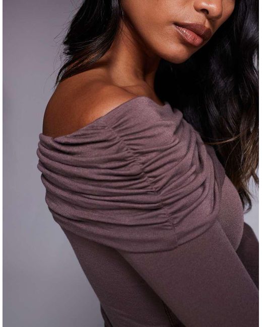 BO+TEE Purple Bo+tee Off-shoulder Long Sleeve Top