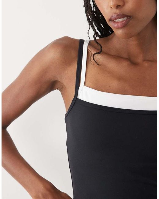 Abercrombie & Fitch Black Ypb Bra Free Double Layer Scoop Neck Tank Top