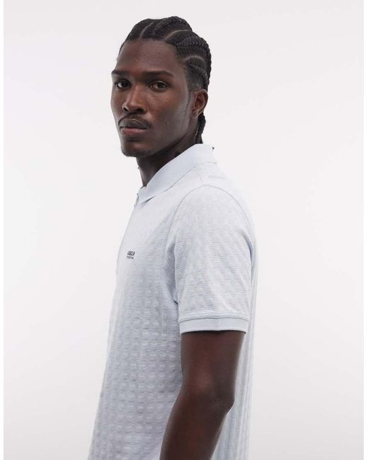 Barbour White Langston Short Sleeve Jacquard Zip Polo Shirt for men