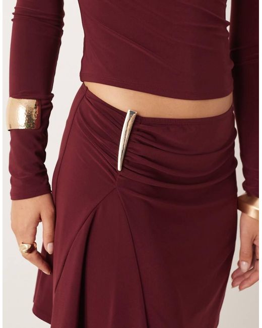 ASOS Red Co-ord Slinky Mini Skirt With Ruched Trim Detail