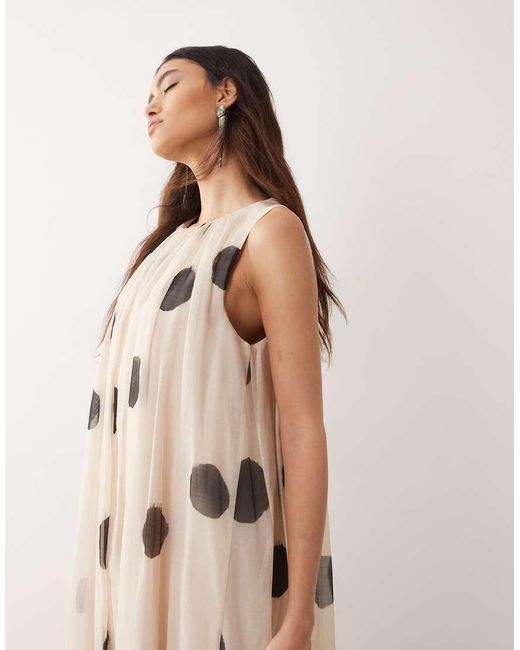 ARRANGE Natural Gathered Drape Maxi Dress