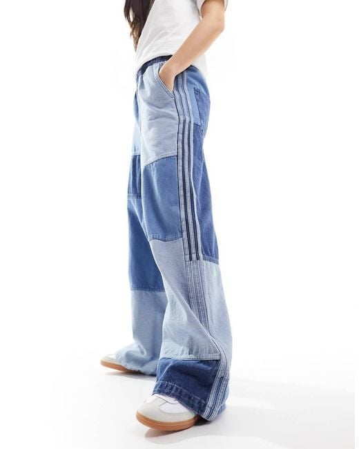 adidas Originals X Ksenia Schnaider Patchwork Denim Jeans in Blue