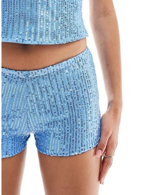 Motel Blue Erna Sequin Micro Shorts