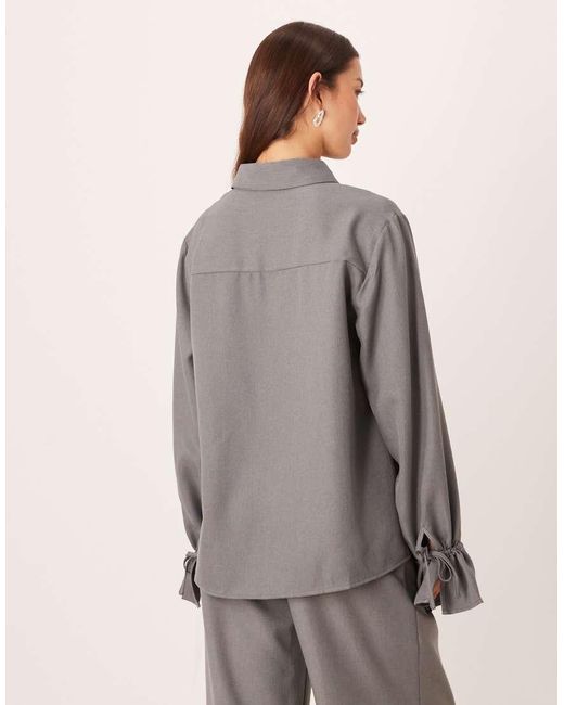 SNDY'S Gray Ruched Tie Sleeve Detail Shirt Co-ord