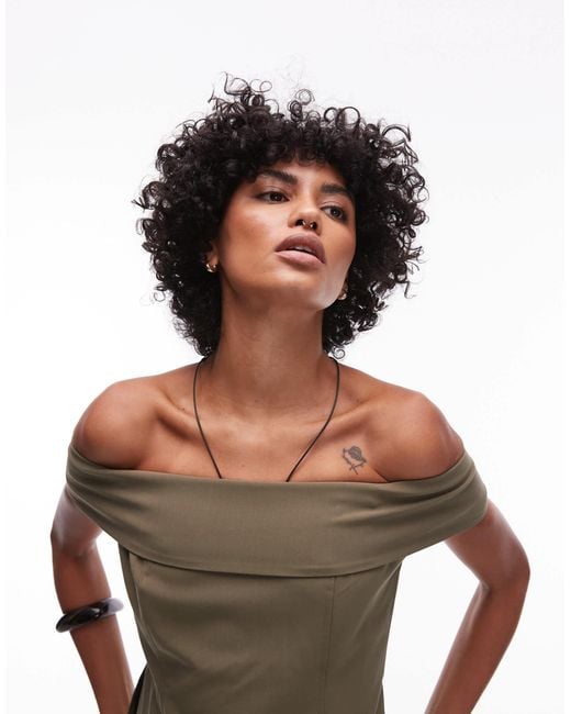 Mango Black Structured Longline Bardot Top