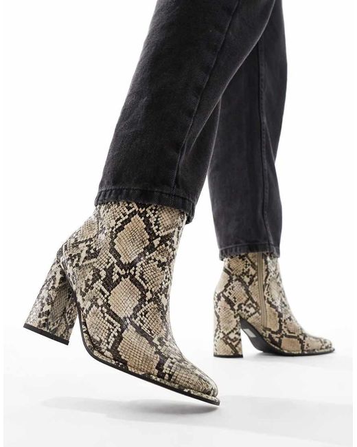 London Rebel Black Maddie Block Heel Ankle Boot