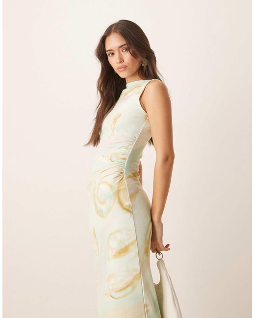 ASOS Natural – ärmelloses midikleid mit weicher haptik und muschelprint