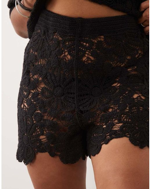 ASOS Black Asos Design Curve Crochet Short Co-Ord