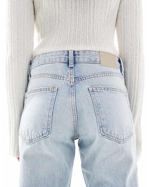 Pull&Bear Jeans Met Halfhoge Taille En Rechte Pijpen in het Blue