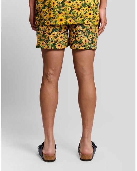 Lyle & Scott Yellow Shorts Wild Garden Print Swimshort for men