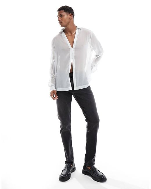 ASOS White Relaxed Sheer Shirt for men