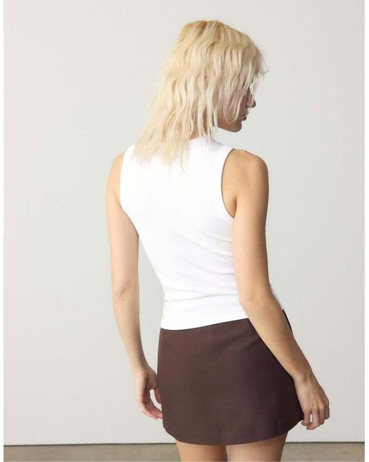 Stradivarius White Basic Fitted Top