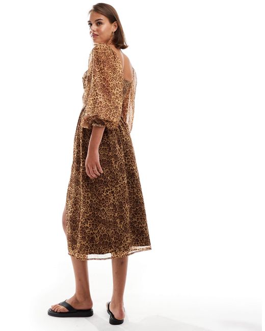 Miss Selfridge Brown Chiffon Corset Lace-up Maxi Dress