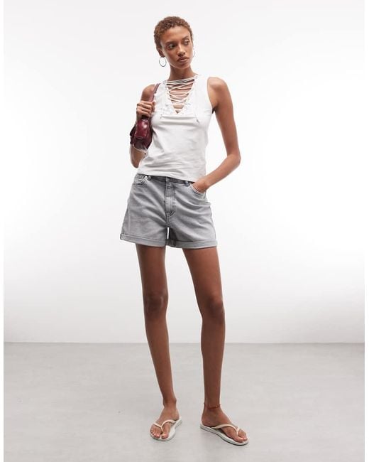 Weekday White Festival V Neck Strap Detail Top