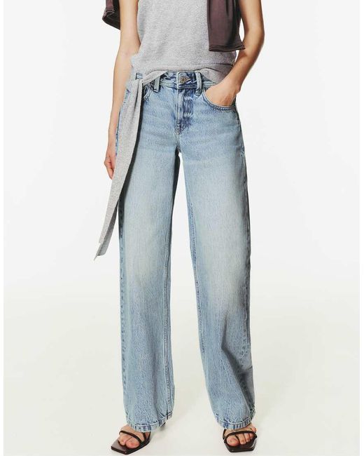 Pull&Bear Blue Low-rise Straight Leg Jeans