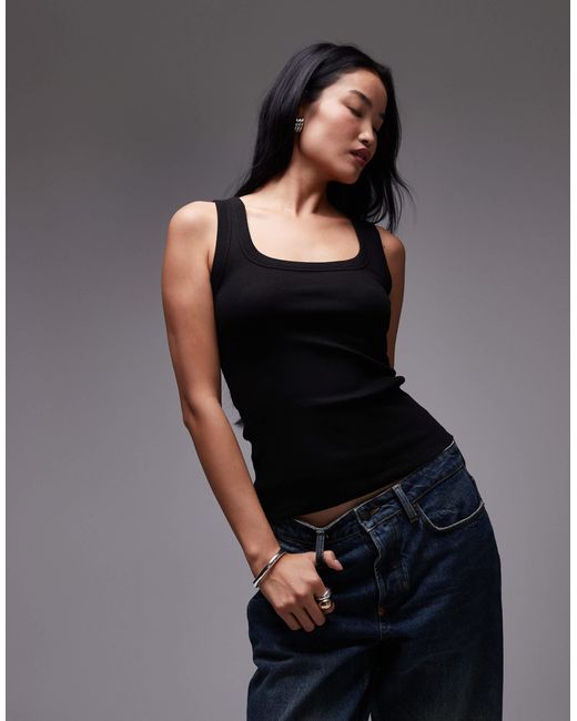 TOPSHOP Black – geripptes trägertop