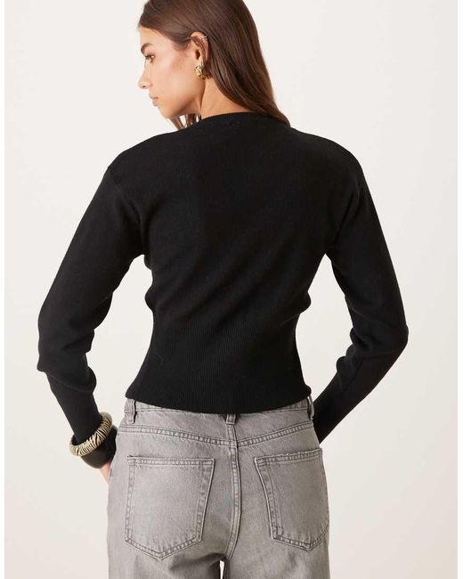 Gina Tricot Black Long Sleeve Fitted Fine Knit Cardigan