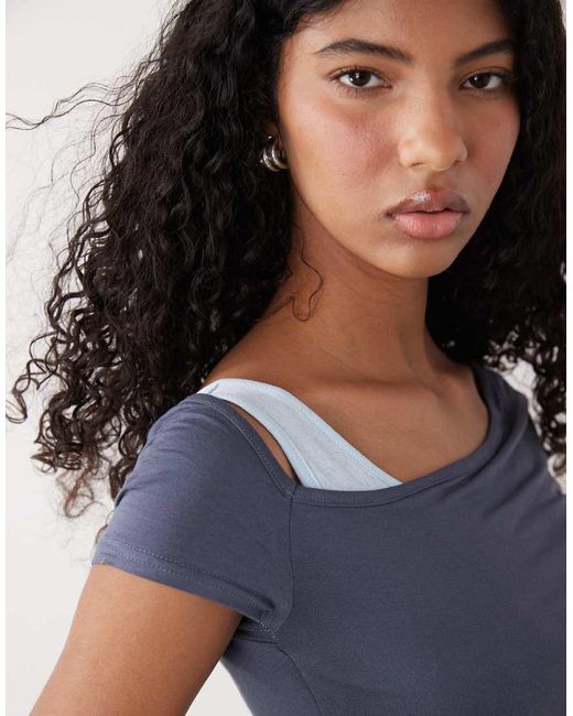 Collusion Blue Asymmetric Double Layer Top