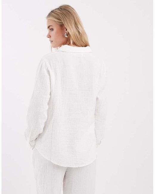 Only Petite White Long Sleeve Cheesecloth Shirt