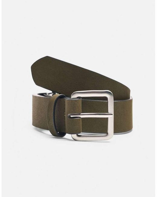 Pull&Bear Green Leather Effect Belt for men