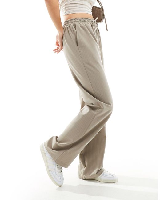Reclaimed (vintage) White Taupe Pinstripe Pull On Pants-neutral