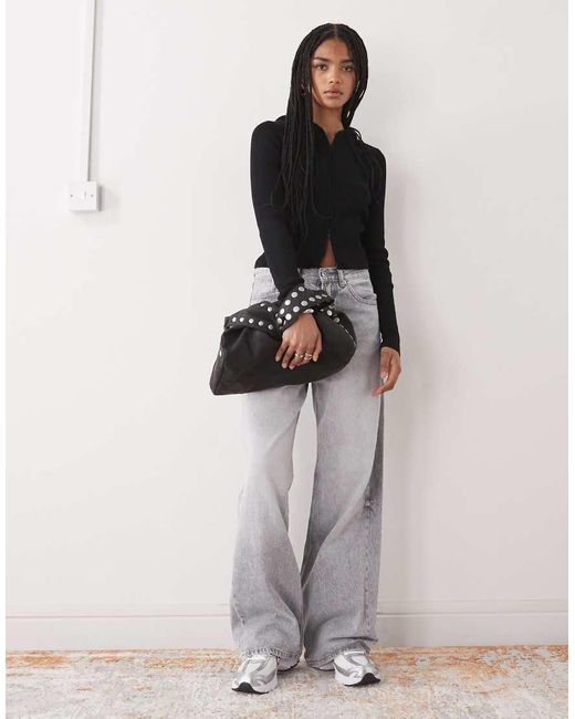 Monki Black Knit Hoodie Zip-up Cardigan