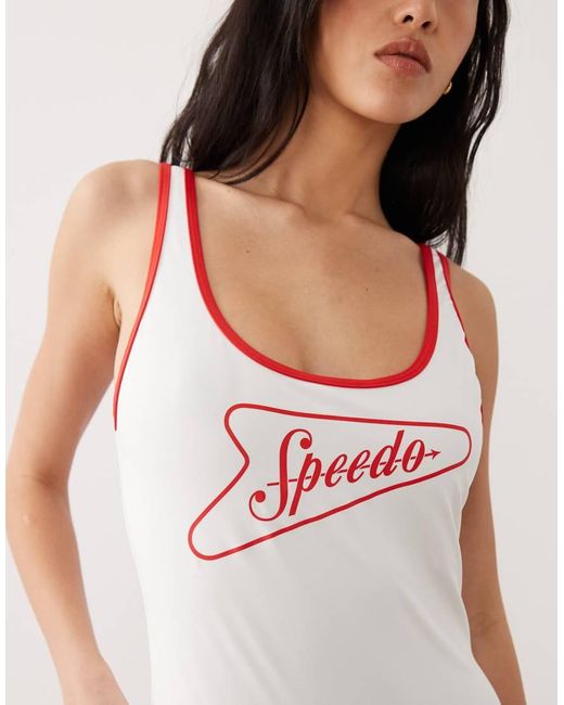 Speedo White Solid Scoop Bound Swimsuit