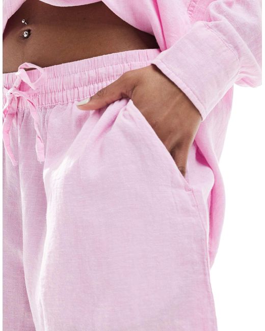 Vero Moda Pink Linen Touch Shorts Co-ord