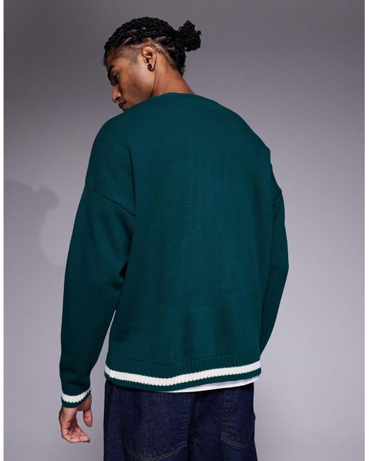 Pull oversize en maille texturée à imprimé 00 - foncé ASOS pour homme en coloris Gray