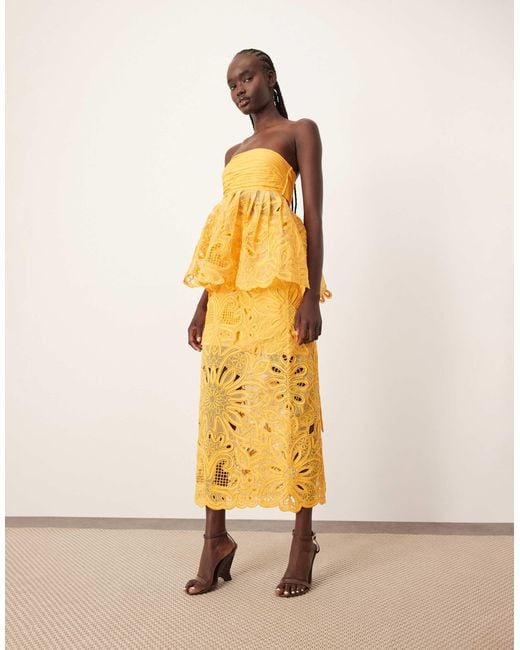 ARRANGE Natural Floral Cornelli Column Midi Skirt Co-ord