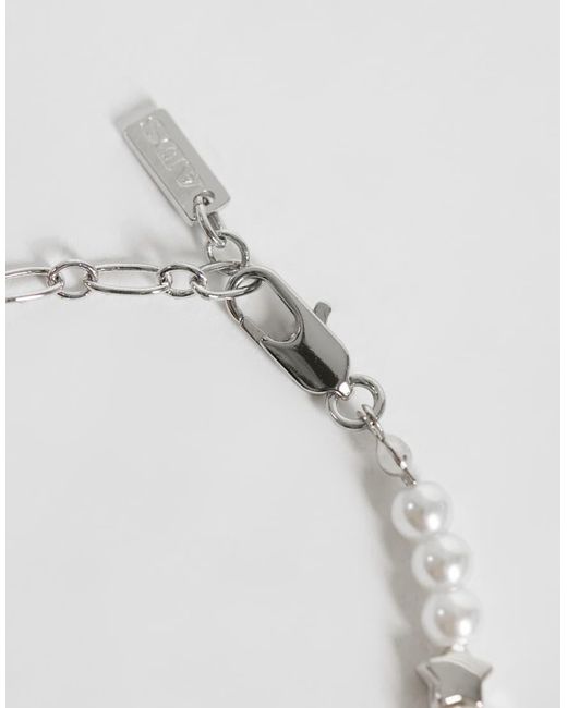 ASOS Natural Faux-pearl And Star Beaded Bracelet for men
