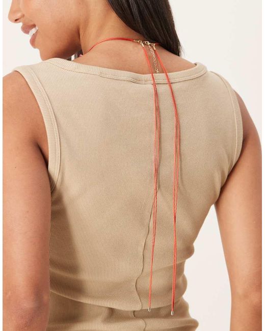 Collana Corta Con Cordino E Corallo Sintetico di ASOS in Orange