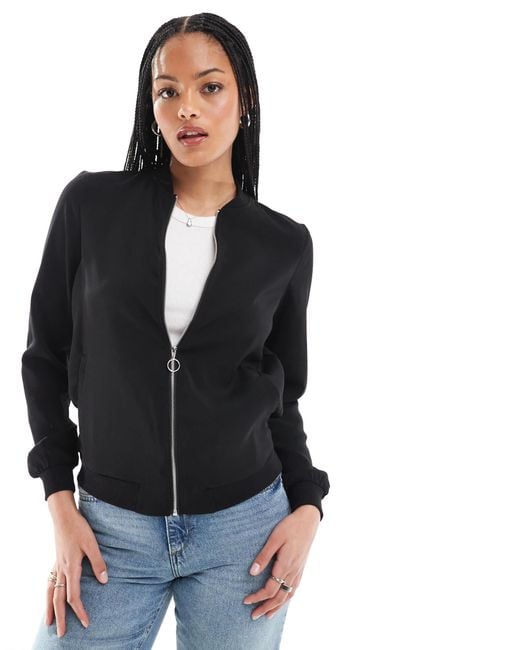 Vero Moda Black Lightweight Zip Front Bomber Jacket