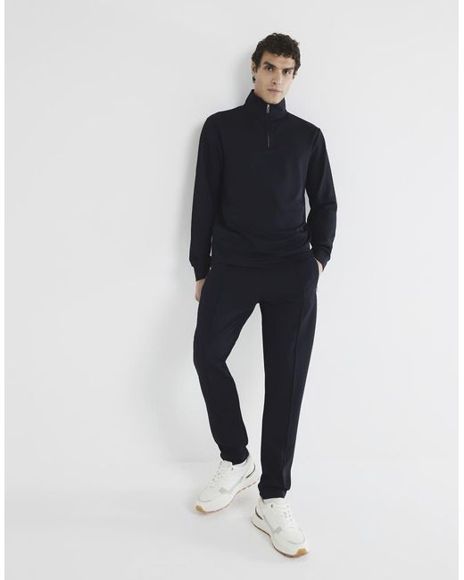 River Island Blue Slim Fit Stretch Textured Smart Joggers for men