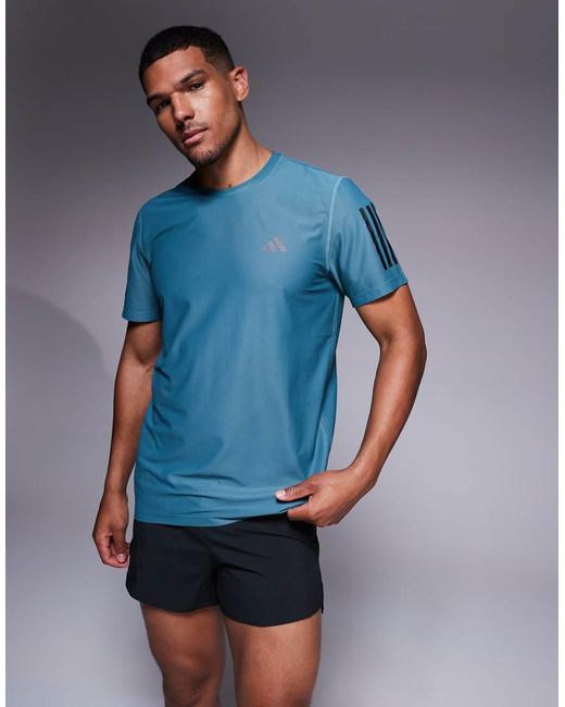 Adidas Originals Blue Adidas Running Own The Run T-shirt for men