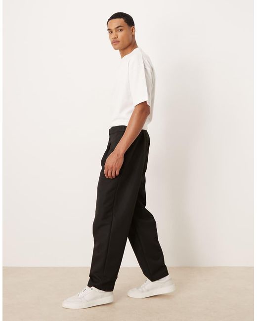 Pantalones De Vestir Negros De Pernera Recta Con Cinturilla Elástica De ASOS de hombre de color White