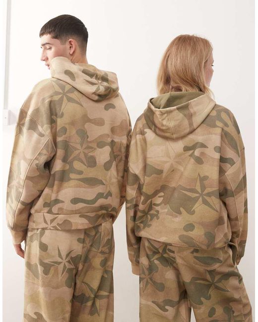 Collusion Metallic Camo Print Boxy Hoodie