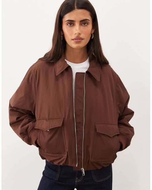 Nobody's Child Brown Collared Zip Down Bomber Jacket