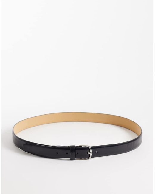 Mango Black 100% Leather Classic Belt for men